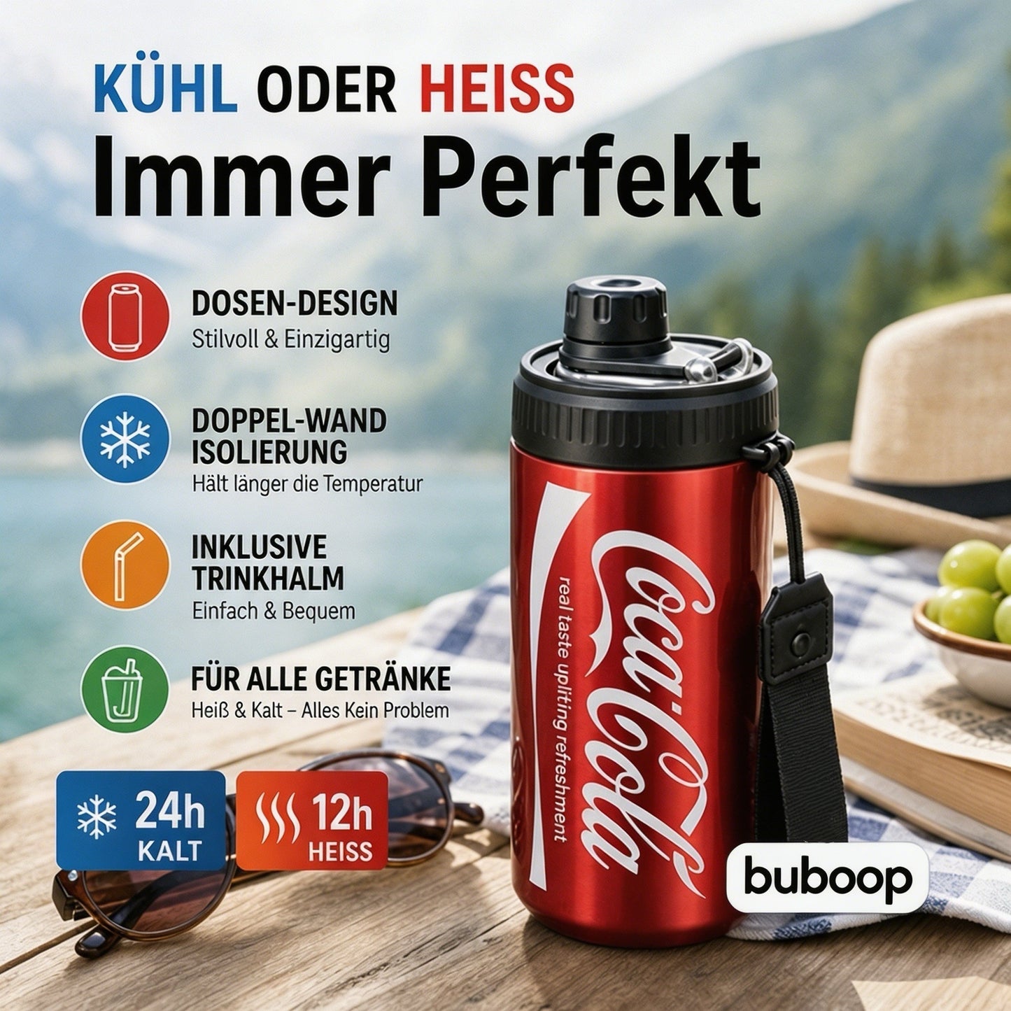 đ„€Doppelwandiger, isolierter Becher aus Edelstahl in Form einer Cola-Dose