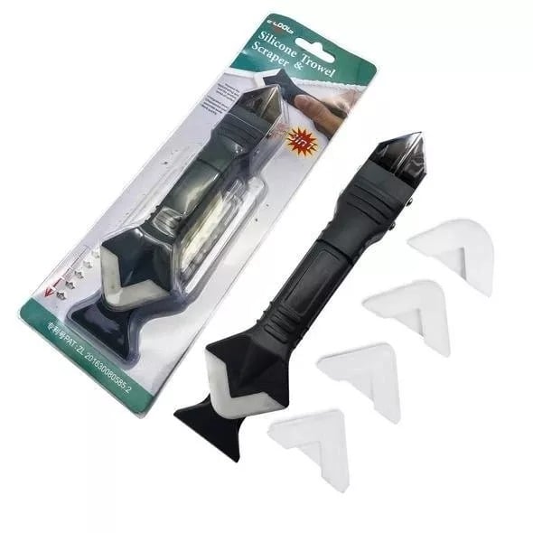 🔥 9-teiliges Silikon-Dichtwerkzeug-Set, 3-in-1-Werkzeug zur Entfernung von Fugen (Edelstahlkopf) und Schabberhilfe zum Entfernen von Fugenmaterial, Entferner für Dichtungsmittel für Küche/Bad/Fenster