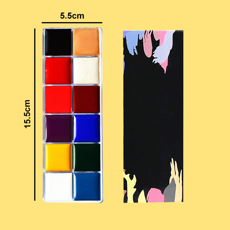 12 Farben Schminkpalette für Körper und Gesicht für Erwachsene und Kinder