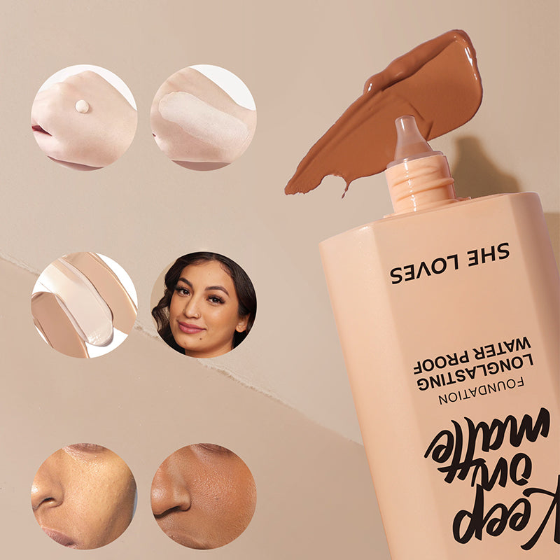 Lang anhaltende, wasserfeste Foundation mit mattem Finish und Öl-Kontrolle