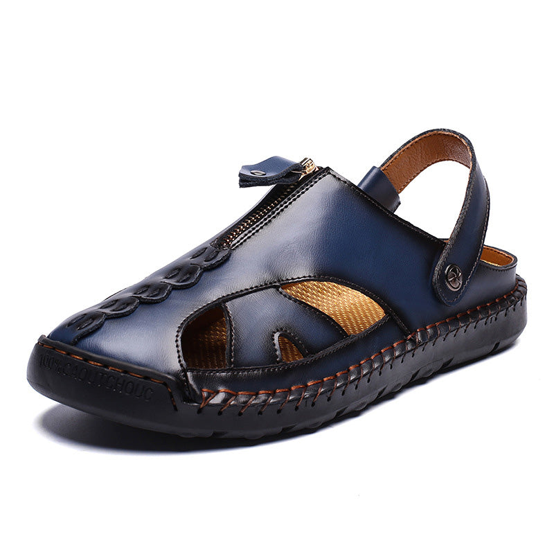 đHandgefertigt aus echtem Lederđ„LĂ€ssige Sandalen mit umklappbarem Fersenriemen fĂŒr Herren