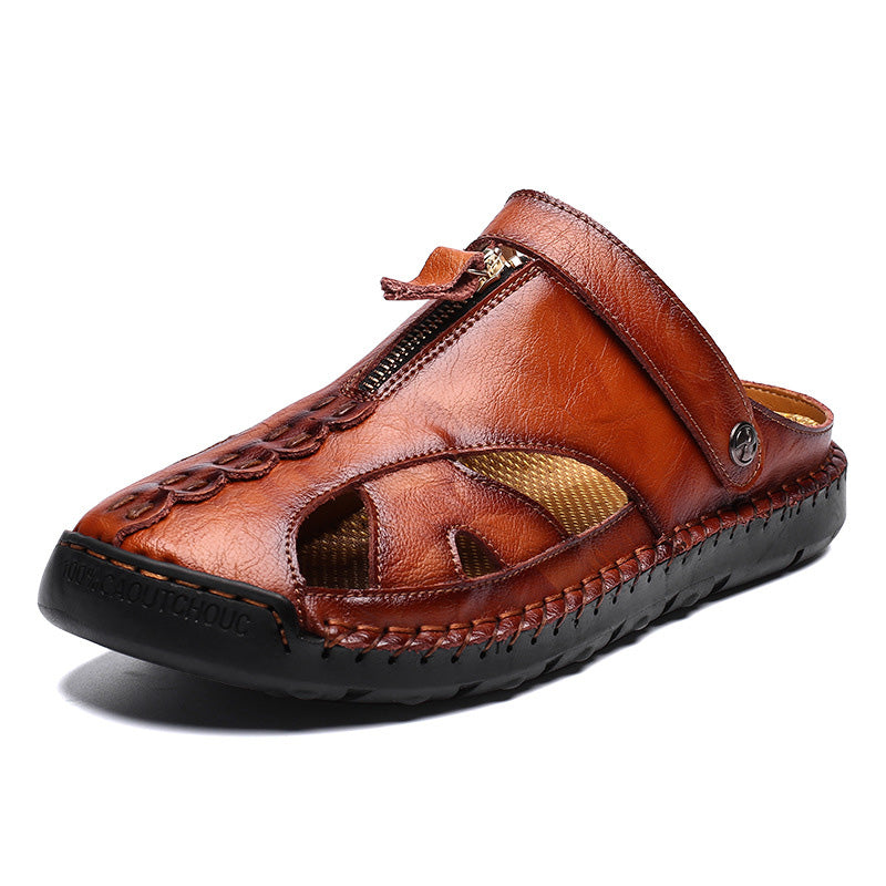 đHandgefertigt aus echtem Lederđ„LĂ€ssige Sandalen mit umklappbarem Fersenriemen fĂŒr Herren