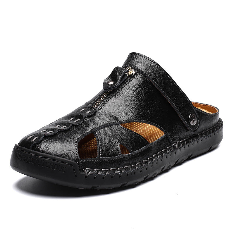 đHandgefertigt aus echtem Lederđ„LĂ€ssige Sandalen mit umklappbarem Fersenriemen fĂŒr Herren