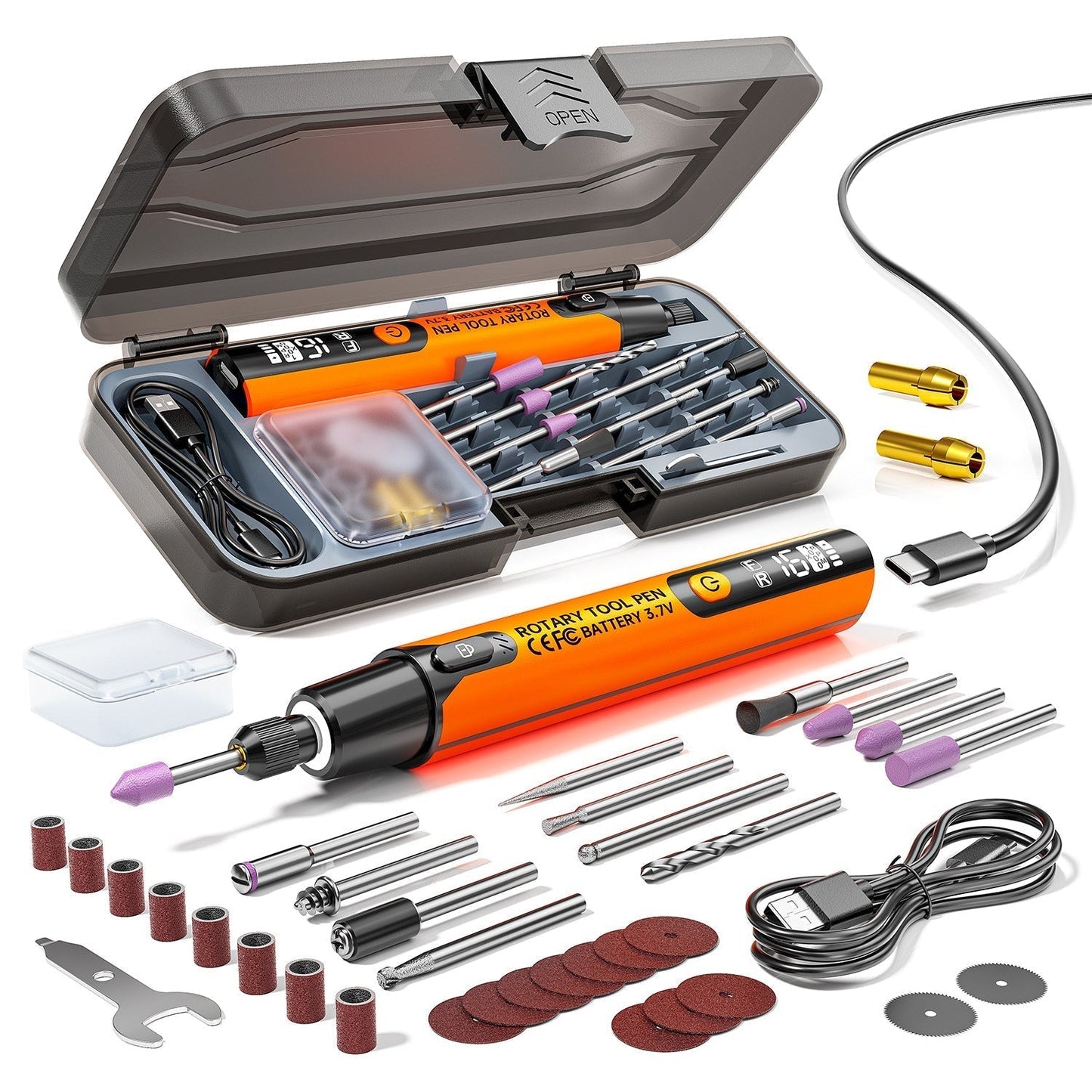 🎉 Neujahrsgeschenk – 50% RABATT!🪛 Tragbare Elektrische Polier- & Schleifset – 6 Geschwindigkeiten, 16.000 U/min & sicheres Arbeiten!