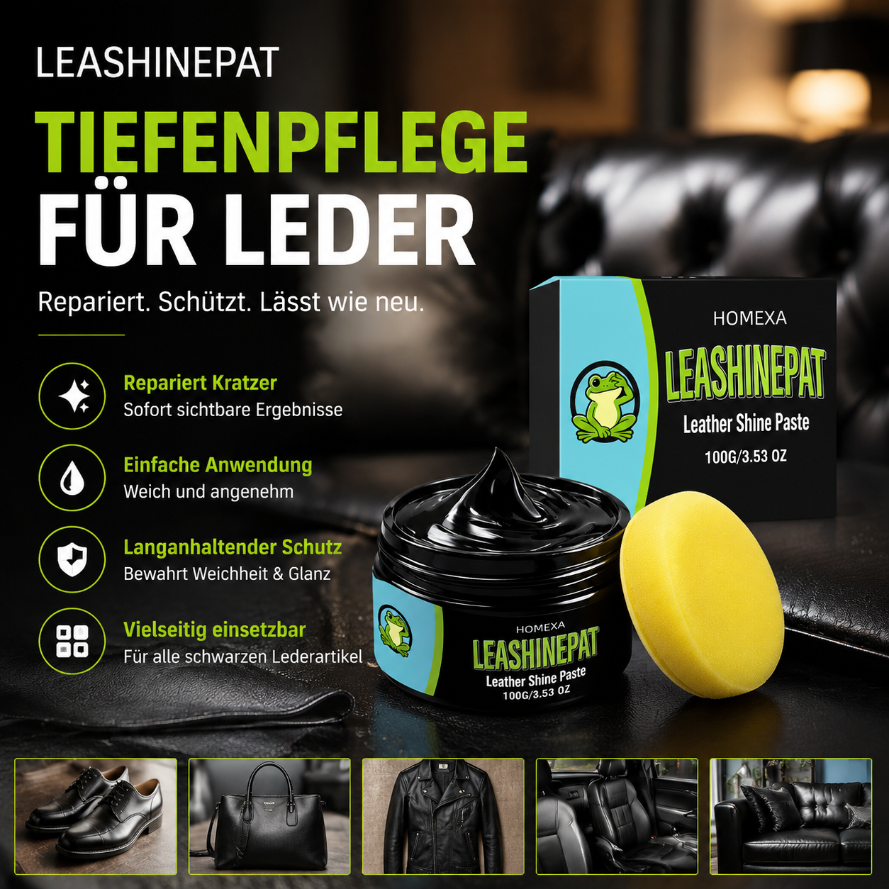 ⏳Begrenzte Zeit 50% 📢📢2 kaufen，1 gratis📍📍Mehrzweck-Pflegepaste für schwarzes Leder