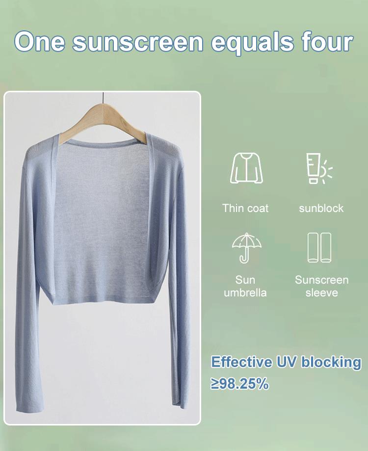 Sun Knit Cardigan Damen dünner Eisseidenmantel Schal klimatisiertes Hemd mit Unterrock