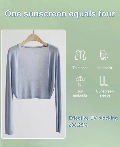 Sun Knit Cardigan Damen dünner Eisseidenmantel Schal klimatisiertes Hemd mit Unterrock