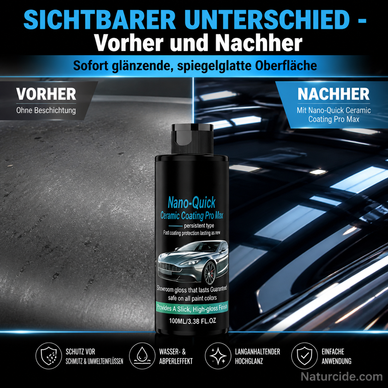 🎁50% Rabatt🔥Hochglänzendes Nano-Keramik-Beschichtungsspray, wasserabweisend & kratzfest