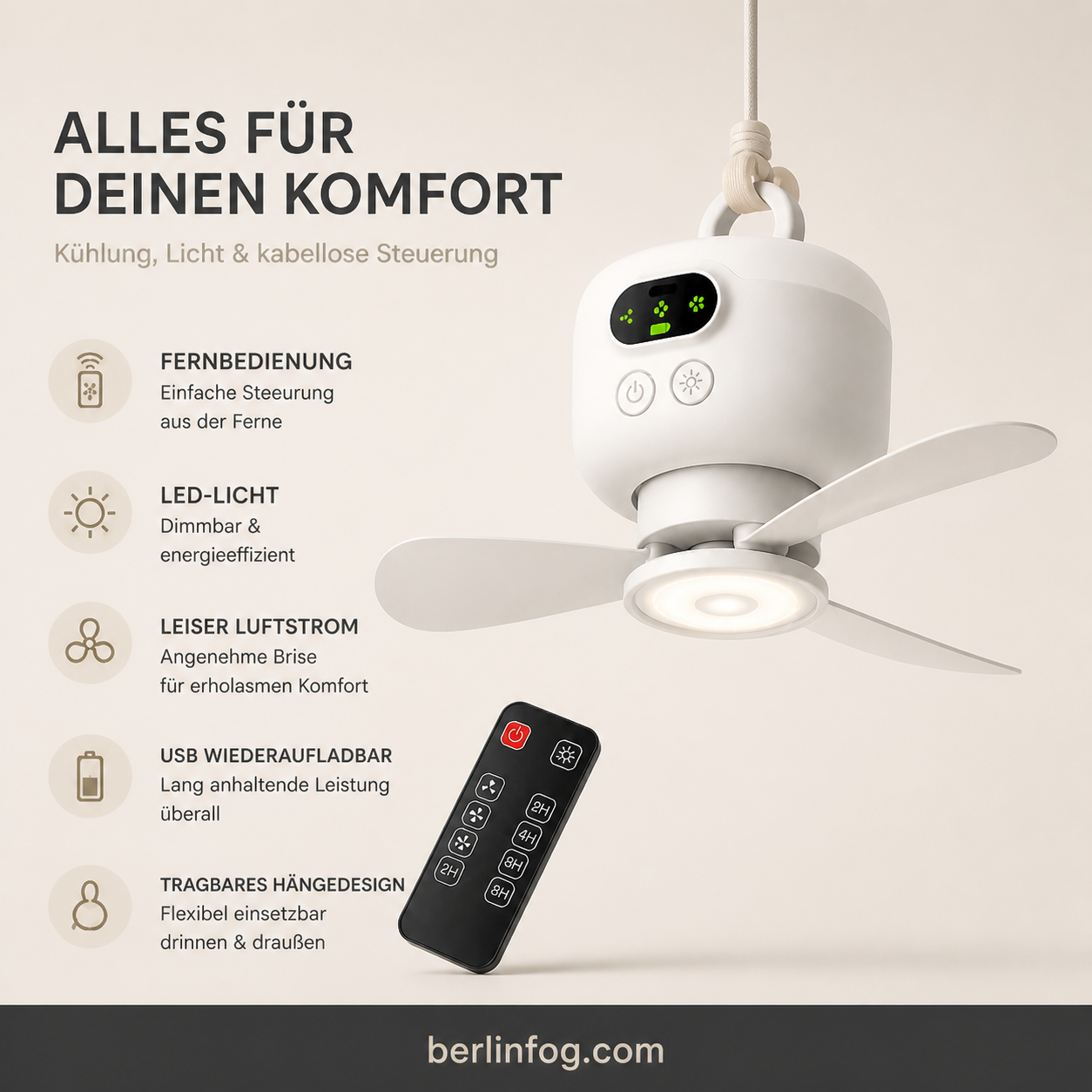 ⏰ Zeitlich begrenztes Angebot: 60% RABATT auf wiederaufladbaren Deckenventilator mit LED! 🌬️✨