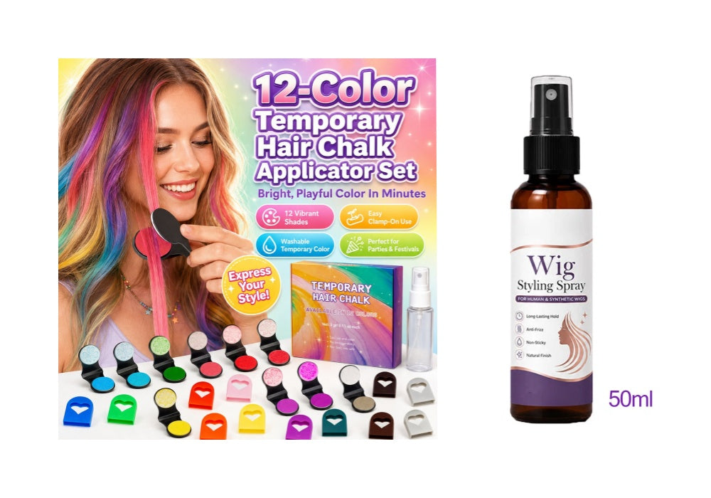 🔥Letzter Tag: 50 % Rabatt!🌈 12-Farben-Set für temporäre Haarkreide mit Applikator