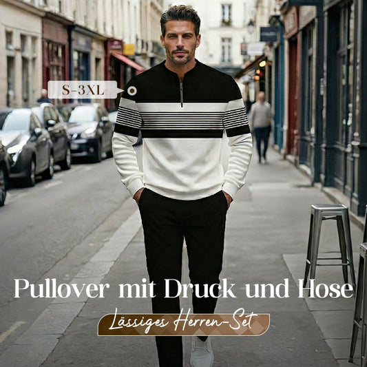 Herren-Set: Pullover mit grafischem Druck und Hose