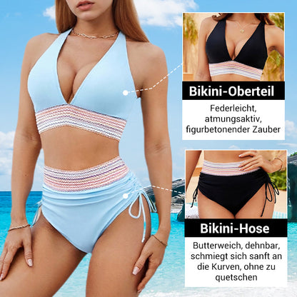 🩷historischer Tiefstpreis🩷Patchwork-Bikini mit V-Ausschnitt, 2-teiliges Set👙