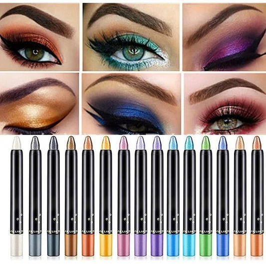 💥Heißer Verkauf - 49% RABATT💥15 Farben Highlighter Lidschatten Stift wasserfest Glitzer Augen Make-up Eyeliner Stift