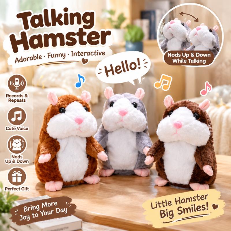 Sprechender Plüsch-Hamster – wiederholt alles, was man sagt, bewegt dabei automatisch den Kopf; ein Riesenspaß für Kinder und Erwachsene-Gcom