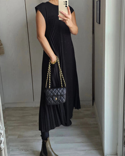 🔥HOT SALE🔥Damen plissiertes einfaches einfarbiges Kleid