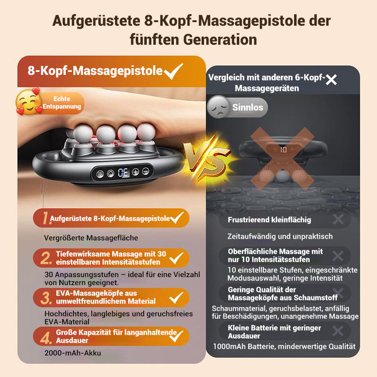 Multifunktionale, automatische Massagepistole mit 12 Köpfen