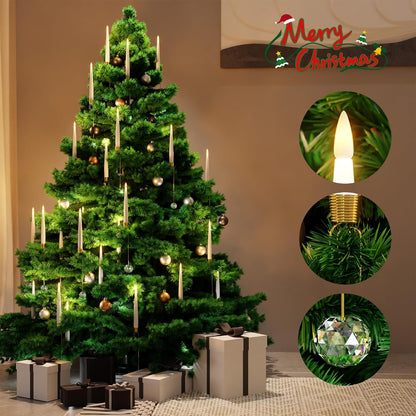 🎁Frühweihnachtliche Aktion – 50 % Rabatt🎄Weihnachtsbaum-LED-Kerzen mit klarem Kristallkugelhaken
