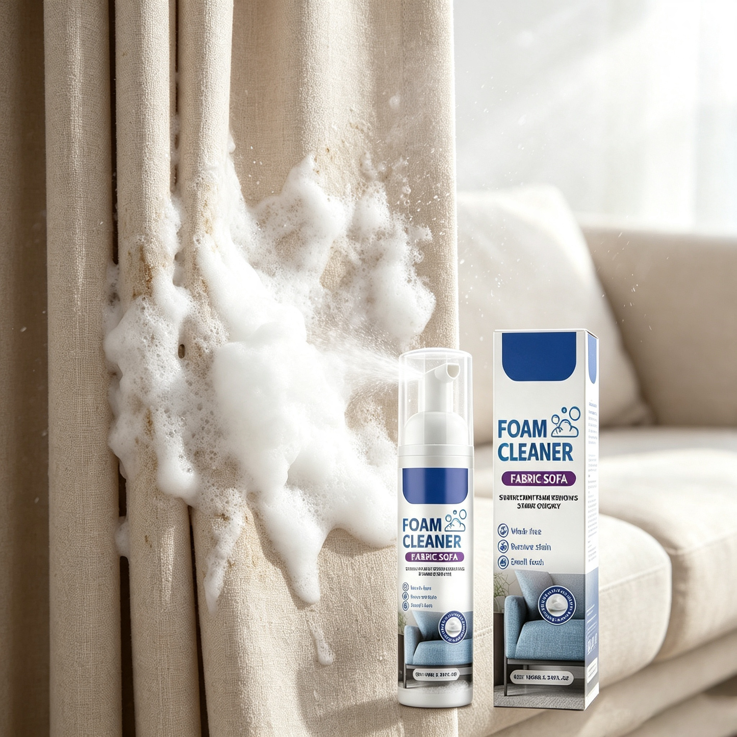 💨 Starke Reinigungsschaum Für Vorhänge & Stoffsofas | Fleckenentfernung, Frischer Duft ✨🧼