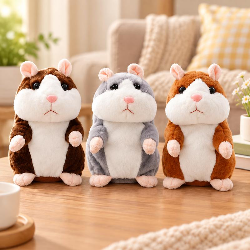 Sprechender Plüsch-Hamster – wiederholt alles, was man sagt, bewegt dabei automatisch den Kopf; ein Riesenspaß für Kinder und Erwachsene-Gcom