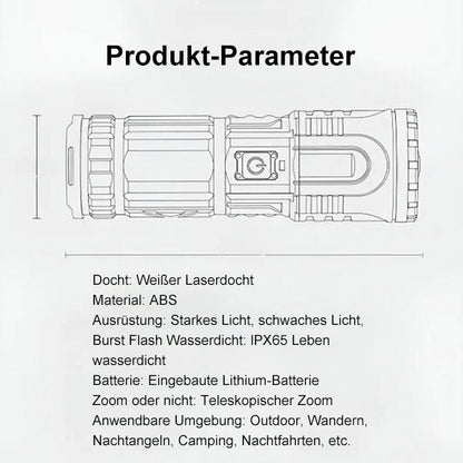 🎊💥 Weiße Laser-Teleskop-Zoom-Taschenlampe