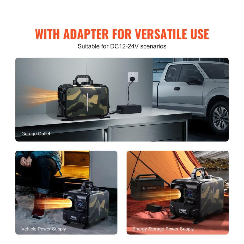 8KW Diesel Heater, 12V/24V All in One Diesel Air Heater, Bluetooth APP Control, Remote Control and Display Screen, CO Alarm, Fast Heating Horizontal Portable Diesel Heater for Vehicles, Garage