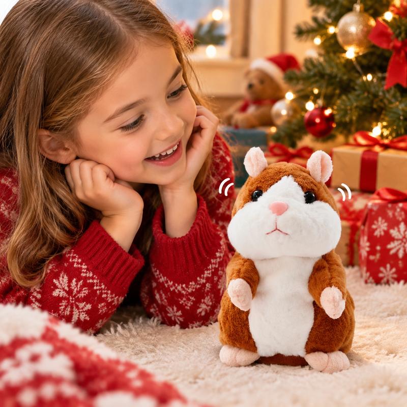 Sprechender Plüsch-Hamster – wiederholt alles, was man sagt, bewegt dabei automatisch den Kopf; ein Riesenspaß für Kinder und Erwachsene-Gcom
