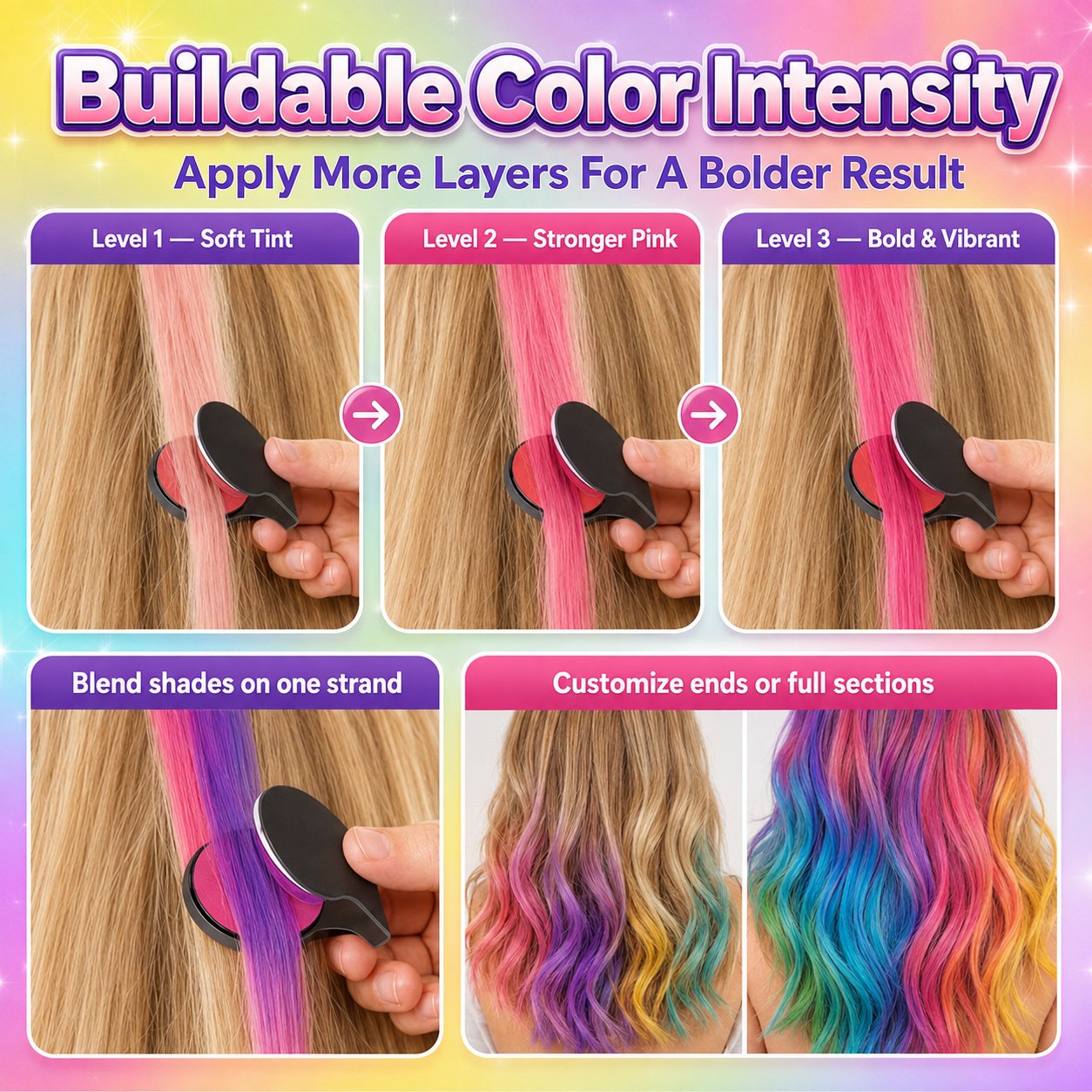 🔥Letzter Tag: 50 % Rabatt!🌈 12-Farben-Set für temporäre Haarkreide mit Applikator