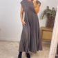 🔥HOT SALE🔥Damen plissiertes einfaches einfarbiges Kleid