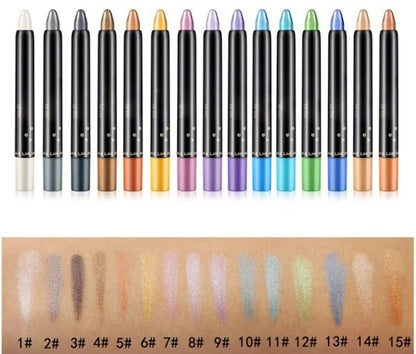 💥Heißer Verkauf - 49% RABATT💥15 Farben Highlighter Lidschatten Stift wasserfest Glitzer Augen Make-up Eyeliner Stift