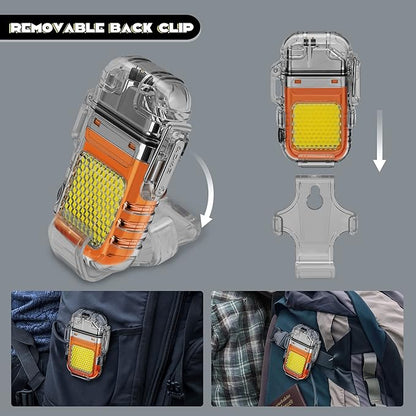 Wiederaufladbares wasserdichtes Bogenfeuerzeug mit COB-Licht