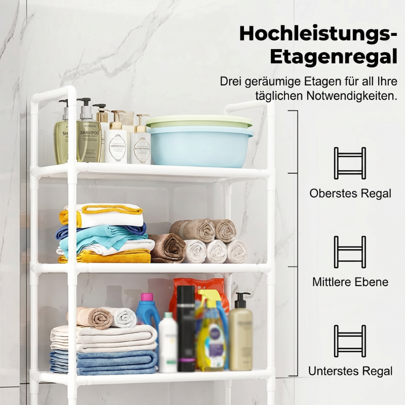 🏠✨ 50% RABATT! Praktisches Aufbewahrungsregal für Bad & Waschküche – Kein Bohren erforderlich – Selbstklebend & robust 🛠️