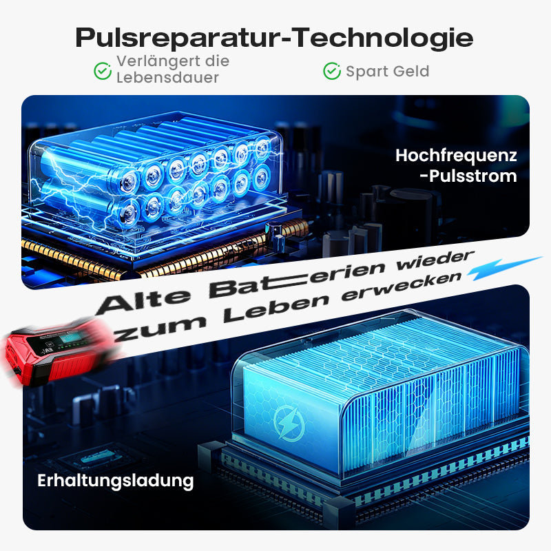 🎉 Neujahrsgeschenk – 50% RABATT!🔋Intelligenter Auto- und Motorradlader , 12V Slim Ladegerät (6A + Pulsreparatur) – Kompatibel mit Auto/Motorrad/E-Bike: Sicher & Langlebig!