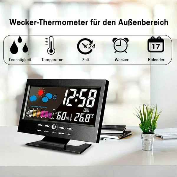 ⏰LETZTER TAG VERKAUF 50% RABATT✨Digitaler LED-Temperatur- und Luftfeuchtigkeitsmonitor, Wettervorhersage, LED-Tischwecker
