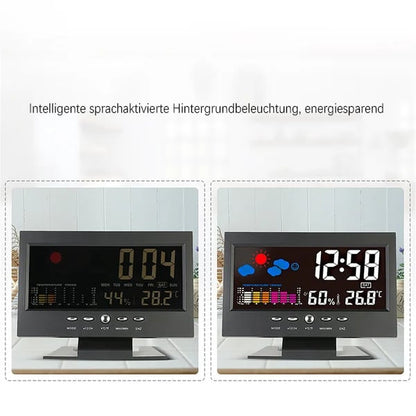 ⏰LETZTER TAG VERKAUF 50% RABATT✨Digitaler LED-Temperatur- und Luftfeuchtigkeitsmonitor, Wettervorhersage, LED-Tischwecker