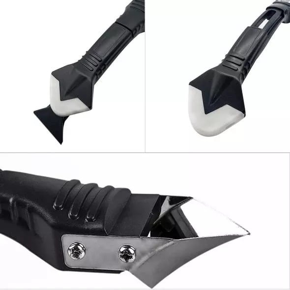 🔥 9-teiliges Silikon-Dichtwerkzeug-Set, 3-in-1-Werkzeug zur Entfernung von Fugen (Edelstahlkopf) und Schabberhilfe zum Entfernen von Fugenmaterial, Entferner für Dichtungsmittel für Küche/Bad/Fenster