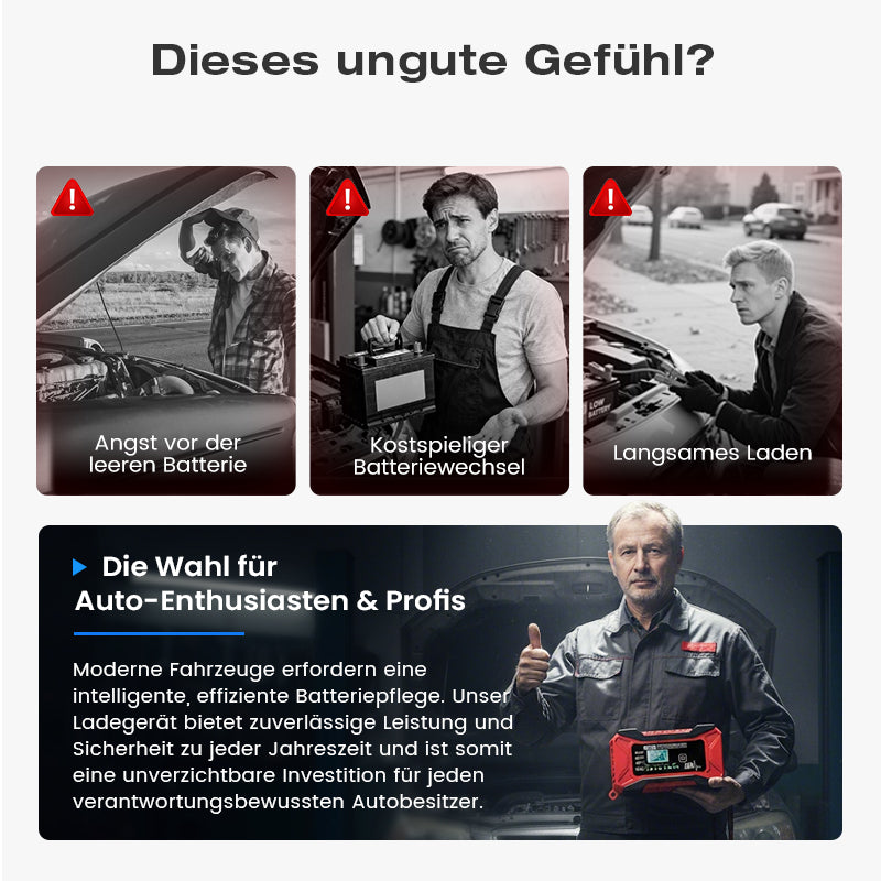 🎉 Neujahrsgeschenk – 50% RABATT!🔋Intelligenter Auto- und Motorradlader , 12V Slim Ladegerät (6A + Pulsreparatur) – Kompatibel mit Auto/Motorrad/E-Bike: Sicher & Langlebig!