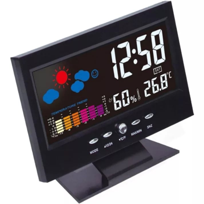 ⏰LETZTER TAG VERKAUF 50% RABATT✨Digitaler LED-Temperatur- und Luftfeuchtigkeitsmonitor, Wettervorhersage, LED-Tischwecker