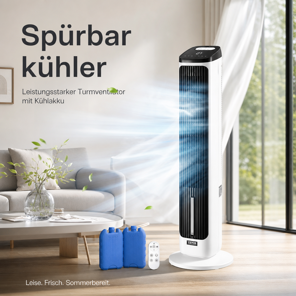 Tragbarer USB-Turmventilator mit 3 Geschwindigkeitsstufen
