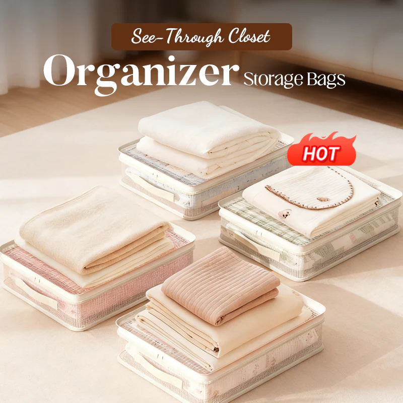 👚 KAUF 1 ERHALT 1 KOSTENLOS! 🛍️ DURCHSICHTIGE SCHRANKORGANIZER - 6-teiliges Set mit Vakuumventil, Spart 80% Platz & Schützt Kleidung vor Staub und Feuchtigkeit 🔒✨