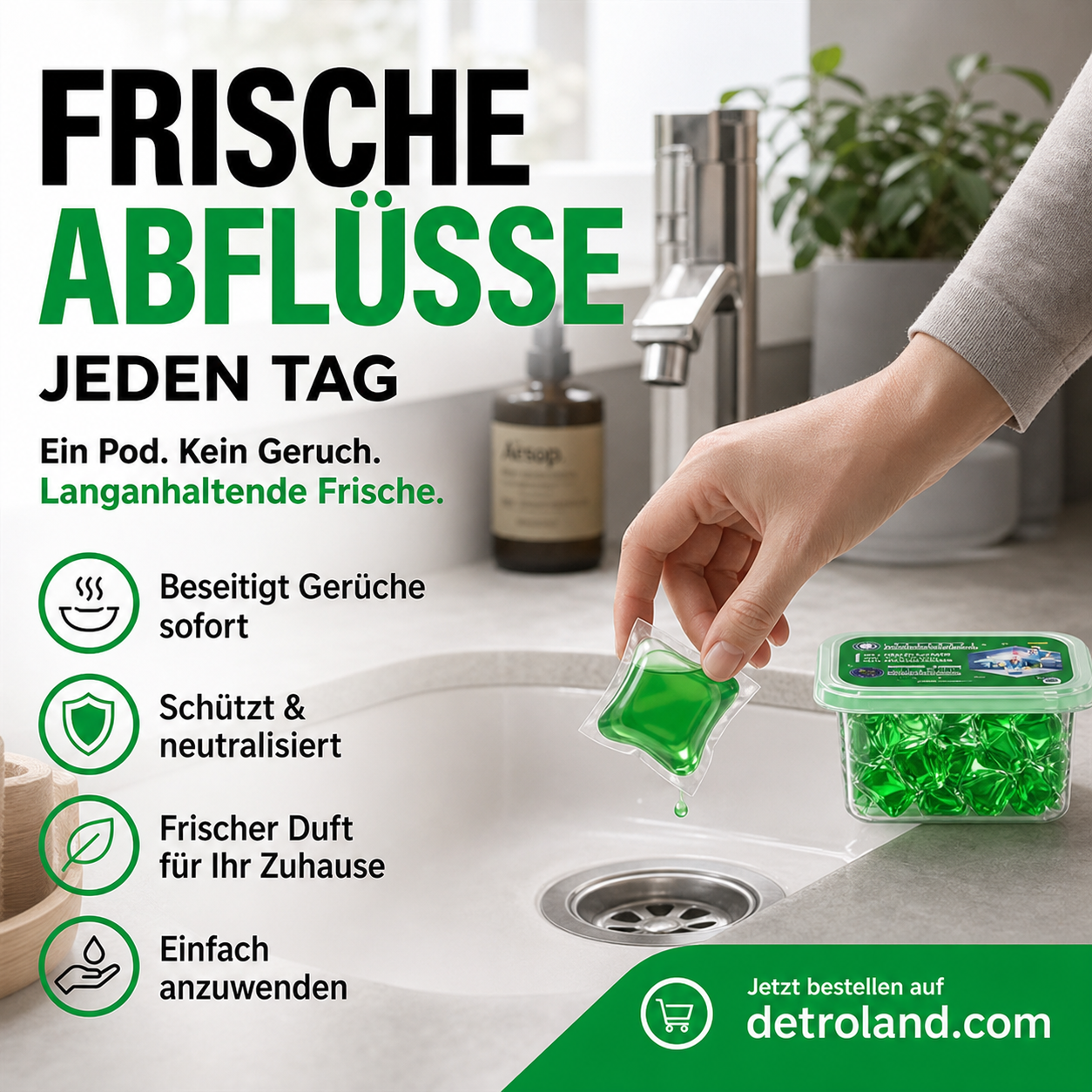 🏠💧 50 % Rabatt! Abfluss‑Deodorant‑Tabs – Bio‑Enzym‑Formel neutralisiert Gerüche direkt an der Quelle. Sofortiger Frischeduft, ohne aggressive Chemikalien. Verabschieden Sie sich von unangenehmen Gerüchen. 🚰✅