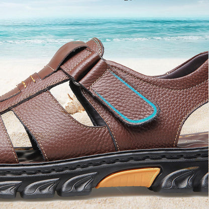 🔥50% RABATT🔥Hochwertige Freizeitsandalen aus Leder für Herren 【Rutschfest, Fußmassage】