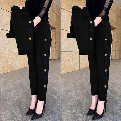 ✨Damen Hochelastische Jeans Mit Herz-Muster Stickere💥