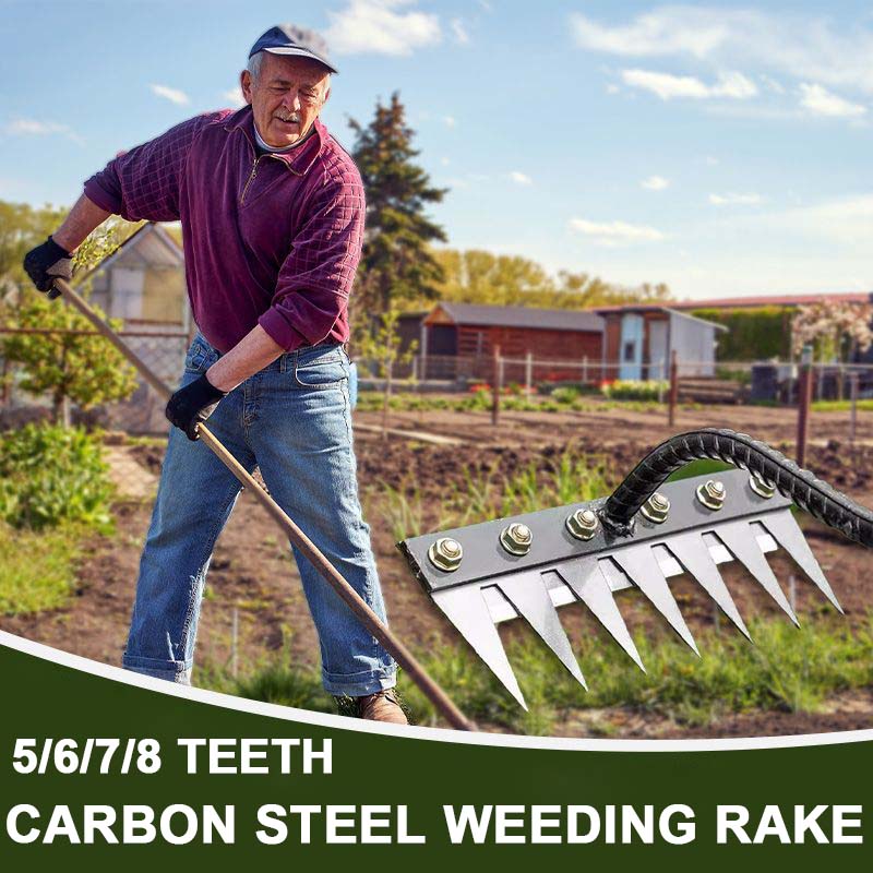 🔥Befristetes Angebot🍂5/6/7/8 Unkrautrechen mit Gartenzähnen aus Karbonstahl