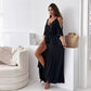 💯Elegantes, sexy Kleid mit V-Ausschnitt und Seitenschlitz für Damen