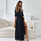 💯Elegantes, sexy Kleid mit V-Ausschnitt und Seitenschlitz für Damen