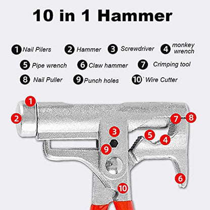 🔥10-in-1-Multifunktionshammer mit Rohrschelle🔥