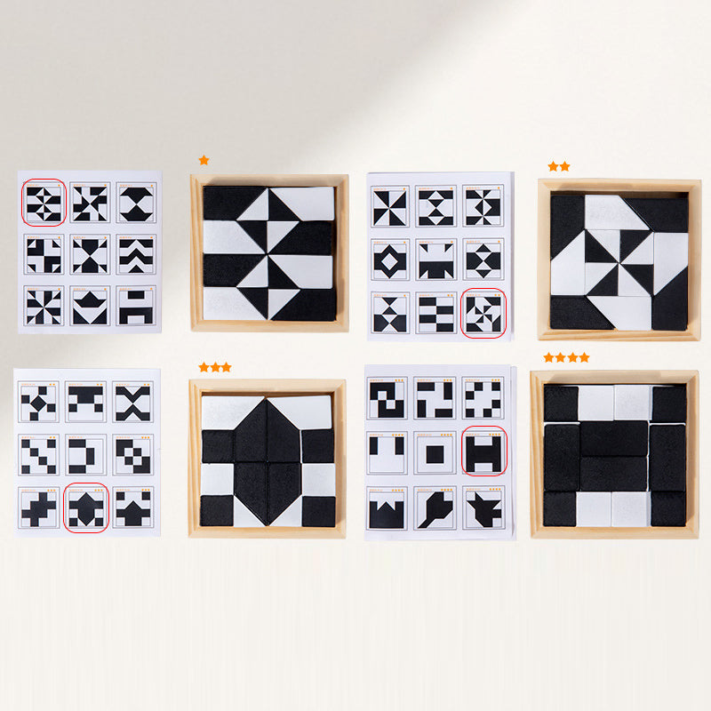 Kreatives Schwarz-Weiß-Blockpuzzle-Set für Kinder