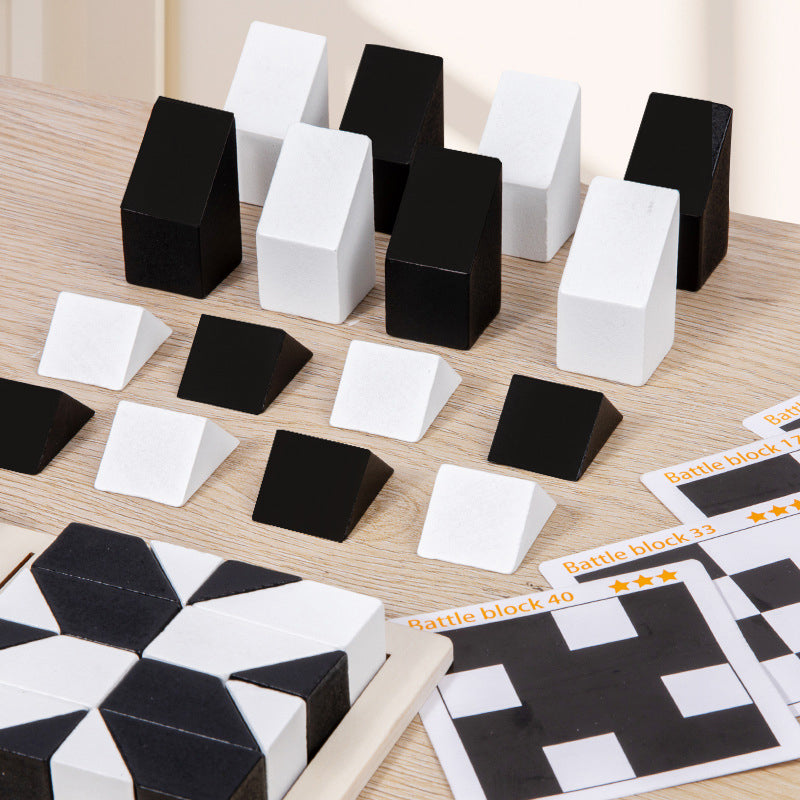 Kreatives Schwarz-Weiß-Blockpuzzle-Set für Kinder