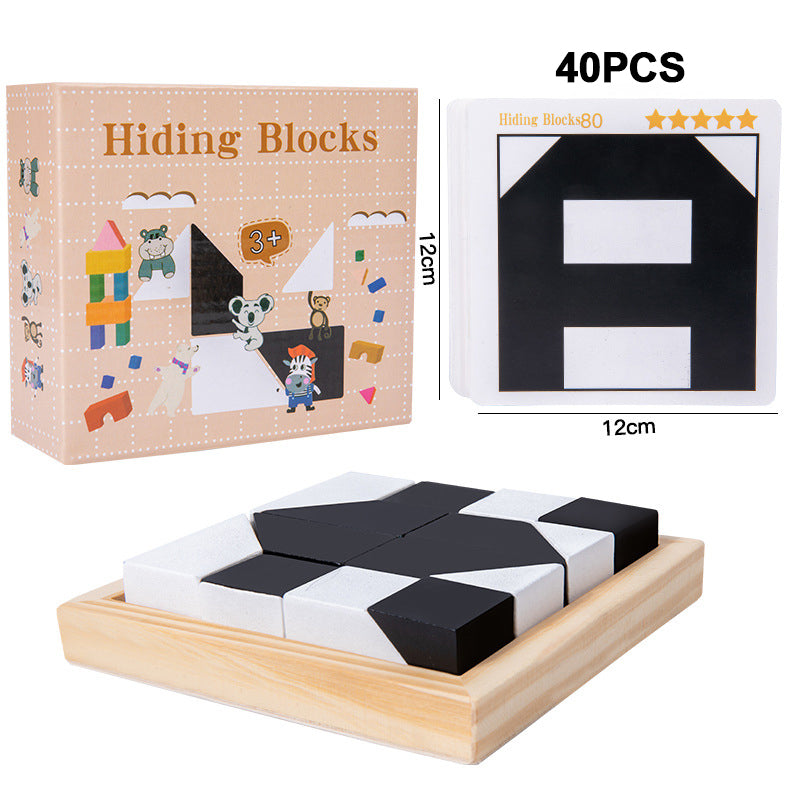 Kreatives Schwarz-Weiß-Blockpuzzle-Set für Kinder