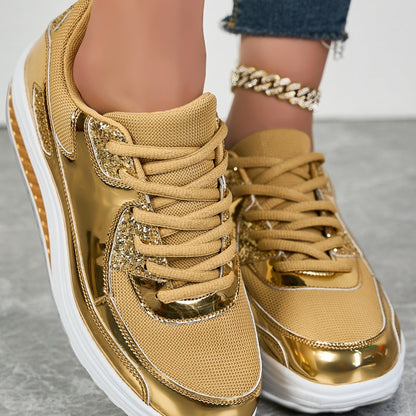 Trendy Casual Sparkling Style Plateau-Sneaker für Damen